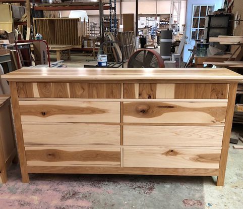 Rice Furniture & Design Center | custom designed dresser in light wood in the design center workshop